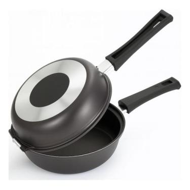 Imagem de Frigideira Aluminio Dupla Omeleteira Hamburgueira Antiaderente 14cm - 