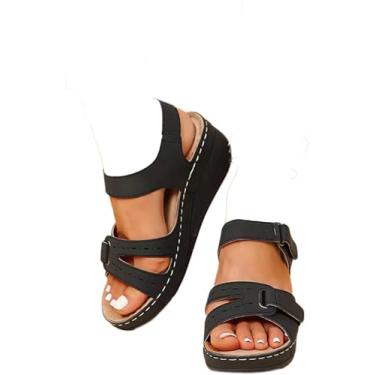 Imagem de Sandálias Ortopédicas Para Mulheres Sandálias Ortopédicas Femininas Suporte De Arco Antiderrapante Sandália Respirável Deslizamento Feminino Em Cunhas Plataforma Con, Red, US4.5/EU35