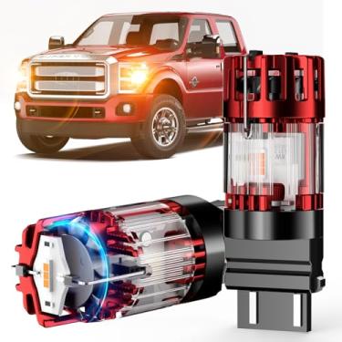 Imagem de Lâmpadas LED âmbar 3157 PY27/7W para Ford F-150 2009-2014 e F250/F350 Super Duty 2011-2016 - CANBUS livre de erros (plug-and-play), sem hiperflash - Potente e super brilhante com ventilador de