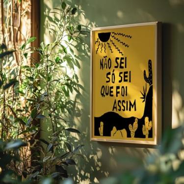 Imagem de Quadro Decorativo Não Sei Só Sei Que Foi Assim Com Moldura Arte Nordestina Divertida Frase Icônica Sertão Amarela Cultura Parede