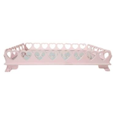 Imagem de Bandeja Decorativa Espelhada Enfeite Coração Mdf Rosa - Decoração Quarto Luxo Elegante Menina