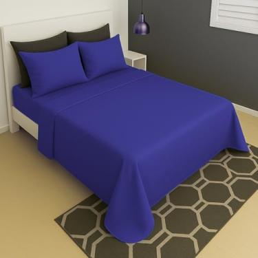 Imagem de Lençol Casal Sem Elástico Superior Malha Liso 100% Algodão (Azul Bic)