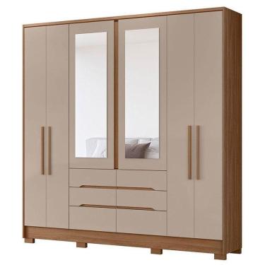 Imagem de Guarda Roupa Casal San Francisco 6 Portas Carvalho Fendi Com Espelho - Moval