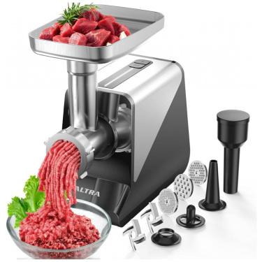 Imagem de Moedor de Carne 8, 3200W Máximo Elétrico Super Resistente para Embutir Salsichas com 2 Lâminas de Aço Inoxidável e 3 Discos de Moagem,