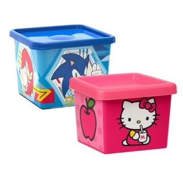 Imagem de Kit 2 Pote Infantil Quadrado 430ml Hora do Lanche Biscoitos - Potte, D