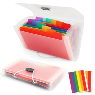 Imagem de Organizador de cupons de recibo pequeno, organizador de arquivos sanfonados, 13 bolsos, pasta de arquivos expansível, mini cartão, porta-bilhetes, carteira de armazenamento com abas 18 x 11 cm, A6