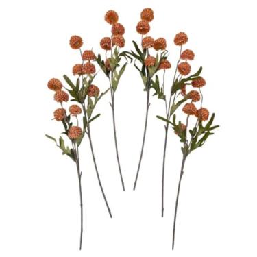 Imagem de 6 peças de mini crisântemos artificiais, flores de seda sintética de 50 cm com hastes, enchimento de vaso para mesa de casamento centro de mesa (laranja)