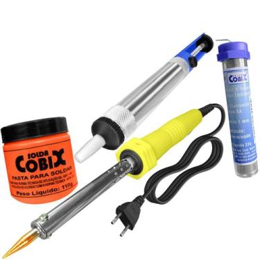 Imagem de Kit Solda 40W 127V com Suporte, Sugador, Estanho 15g e Pasta para Sold
