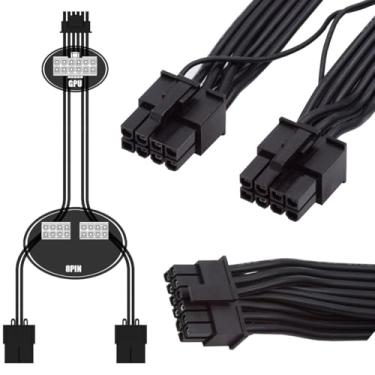 Imagem de cablecc Cabo modular de alimentação 12VHPWR ATX3.0 PCI-E 5.0 para ATX duplo de 8 pinos para placa gráfica 3080 3090TI PSU 16 pinos 12 + 4P