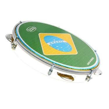 Imagem de Pandeiro Izzo 10 Polegadas ABS com Pele Bandeira do Brasil 6 Afinadores 5 Pares Platinelas
