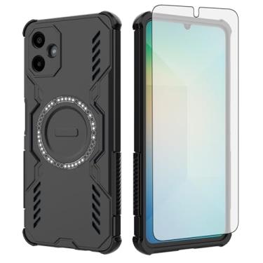Imagem de Asuwish Capa de celular para Samsung Galaxy A06 5G com protetor de tela de vidro temperado, capa magnética e proteção à prova de choque, fina, rígida, fina, resistente, acessórios para celular Ao6 A