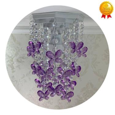 Imagem de Lustre Borboleta Lilás - Decoração Quarto Bebê