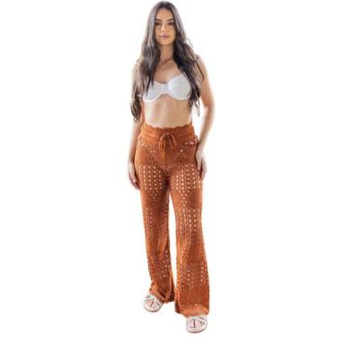 Imagem de Saída de Praia Feminina Calça Tricot Tamanho Único Verão 26 - Sem Marc