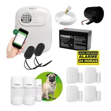 Imagem de Kit Alarme Híbrido Intelbras com 7 Sensores Com Fio e Sem Fio e Sirene