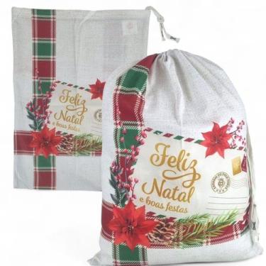 Imagem de Saco de Presentes Luxuoso Natalino Papai Noel Natal 40cm - MultiA, Bra