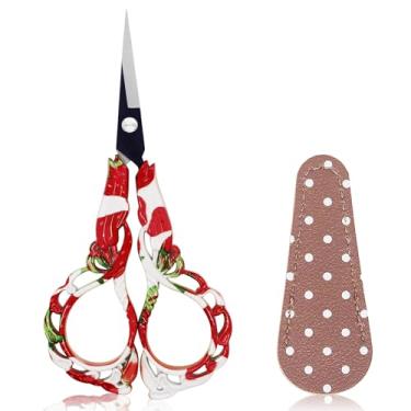 Imagem de BIHRTC Mini Tesouras Vintage Arco-Íris Com Capa De Couro Artificial, Aço Inoxidável, Pequenas E Afiadas Para Bordado, Costura, Artesanato, Agulha, Arte