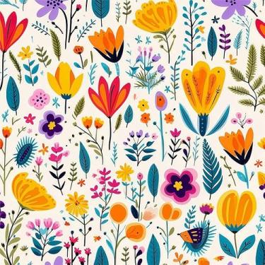 Imagem de REDAMANCY Papel de parede colorido vermelho/amarelo/azul flores silvestres jardim flor descascar e colar papel de parede papel de parede vintage papel de parede fácil de remover para mesa de cabeceira