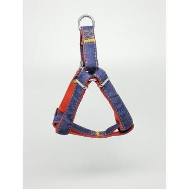 Imagem de Guia e Peitoral e Coleira Ajustável para cães 1,5cmx1,2mt Jeans - Cach