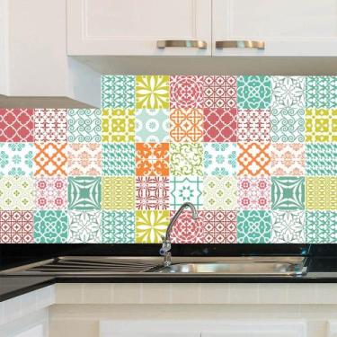 Imagem de Adesivo de Azulejo - Ladrilho Hidráulico - 20cm x 20cm - 24un - 073Azm