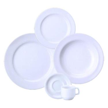 Imagem de Jogo Jantar Chá Porcelana Branca 30 Peças Schmidt Cilíndrica 6 Pessoas