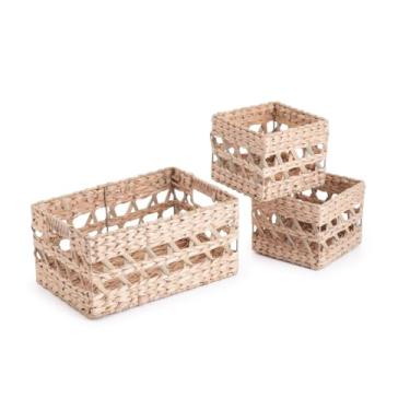 Imagem de Oikos - Kit com 3 Cestos Organizadores Multiuso Trançados de Palha Natural