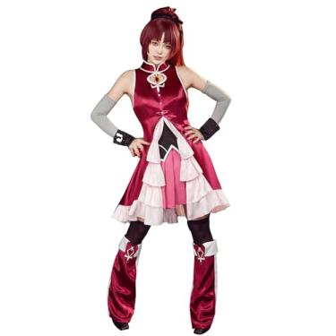Imagem de Micotaku Puella Magi Madoka Magica Kyouko Sakura Fantasia feminina cosplay conjunto completo, Vermelho e rosa, M
