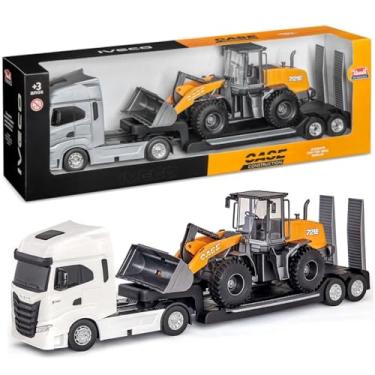 Imagem de Kit 2 Carrinhos de Brinquedo Caminhão Carreta e Caminhão Articulado Realista Grandes