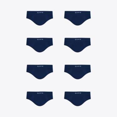 Imagem de Kit 8 Cuecas Slip Micromodal S. Costura LUPO 00681, Azul marinho, P