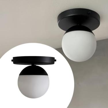 Imagem de Luminaria Plafon de Teto Moderna Estilo Dama com Globo de Vidro Fosco 10cm para Sala Quarto Corredor Banheiro Iluminação Decorativa (Chumbo)