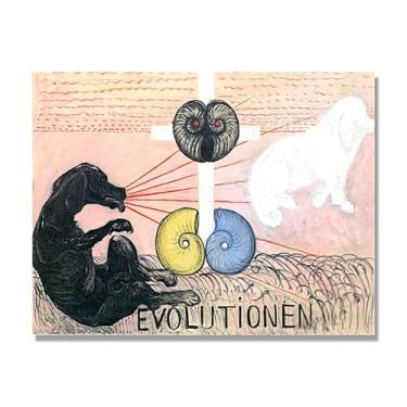Imagem de NHLDZYH Pôster Hilma Af Klint, (Evolução, nº 05), reproduções de pinturas famosas, imagem de arte abstrata para sala de estar quarto decoração de casa. Tela de 50 x 65 cm - 19,7 x 25,6 pol