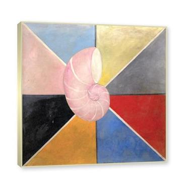 Imagem de Moldura de champanhe. Pôster Hilma Af Klint (O cisne, nº 20), reproduções de pinturas famosas, imagem de arte abstrata para decoração de sala de estar quarto de casa. 40 x 40 cm - 15,7 x 15,7 pol