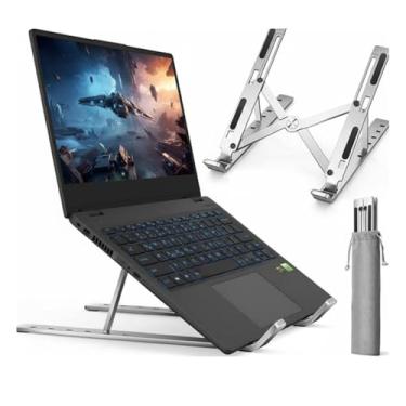 Imagem de Suporte para Notebook Ajustável em Alumínio – 6 Ângulos para Melhor Ergonomia, Ventilação e Conforto Até 17" Polegadas – Leve, Resistente e Prático – Linha Premium.