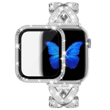 Imagem de VISOOM Pulseira feminina prata para iPhone Apple Watch de 41 mm para Apple Watch série SE/9/8/7/6/5/4