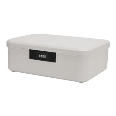Imagem de aqxreight Caixa de Armazenamento de Documentos Com Bloqueio de Senha Design de Compartimento de Arquivo de Grande Capacidade para Itens Essenciais (Creme branco)