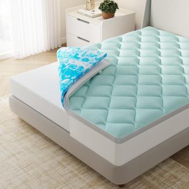 Imagem de Novilla Cobertura de colchão Queen de espuma viscoelástica com capa removível para colchão respirável 2 em 1 para 20 a 53 cm, suporte lavável para todas as estações e almofada confortável para