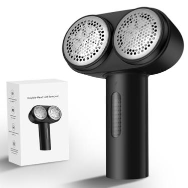 Imagem de HANDZEE Barbeador de tecido elétrico, removedor de fiapos profissional, removedor de fiapos elétrico de cabeça dupla 2000 mAh, velocidade ajustável de 2ª marcha, removedor de comprimidos de 6 lâminas