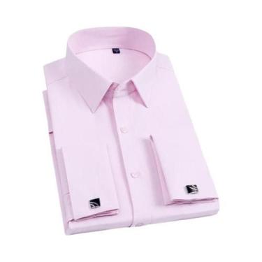 Imagem de Camisa Social Masculina Slim Fit De Manga Longa Em Cor Sólida Com Punh