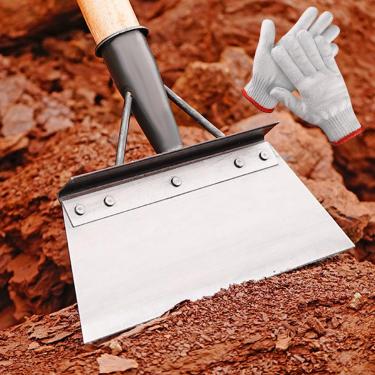 Imagem de KHZSPP Pá de jardim, pá de neve, pá plana de aço multifuncional, pá de jardim, raspador, ferramenta de jardim, raspador de gelo, picador de gelo (27 cm + 1 luva)