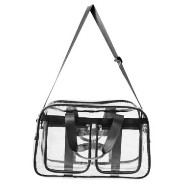 Imagem de Bolsa de cosméticos transparente com kit de bolso, bolsa transparente ajustável de grande capacidade, bolsa grande transparente portátil para mulheres, Preto, Bolsa cosmética