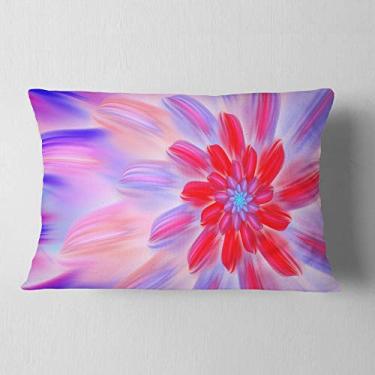 Imagem de Designart Dance of Fractal Pink Petals' Abstrato Sala de Estar, Sofá, Almofada + Capa de Almofada Estampada em ambos os lados 30,5 x 50,8 cm
