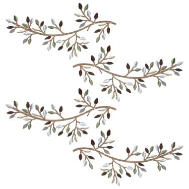Imagem de 2/4 peças de arte de parede de folha de ramo de oliveira de videira, decoração de parede de folha de árvore de metal, placa artística para pendurar na parede, escultura de parede, resistente