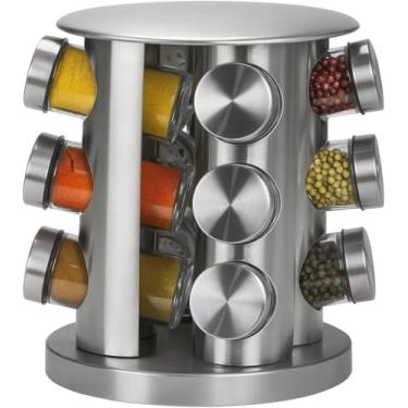 Imagem de Porta Temperos Codimentos 12 Potes Giratório - Organizador de Condimentos para Cozinha, Inox (INOX) (Prata)
