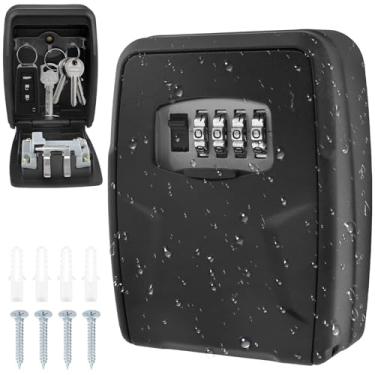 Imagem de Cofre de grande capacidade para chave montado na parede, caixa de chave resistente redefinível, combinação de 4 dígitos, caixa ambiental multiuso fácil de instalar para corretores de imóveis em