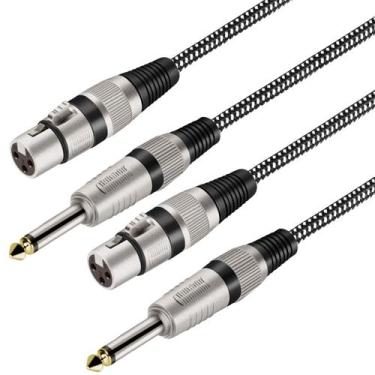 Imagem de Cabo KINXIYU XLR fêmea para 6,35 mm TS macho 1,8 m, pacote com 2