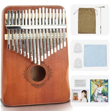 Imagem de Piano de polegar Kalimba FINDAMAZE de 17 teclas com martelo de afinaçã