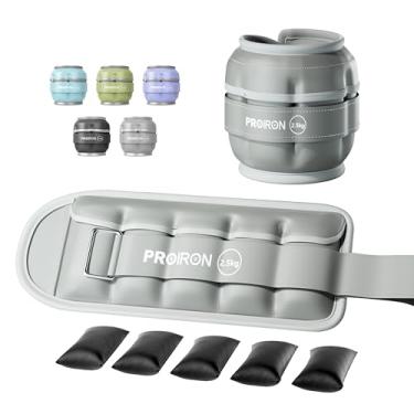 Imagem de PROIRON Pesos de tornozelo ajustáveis para mulheres e homens 0,5 kg - 2,5 kg em par de peso refletivo no tornozelo para exercícios físicos, corrida, aeróbica, cinza