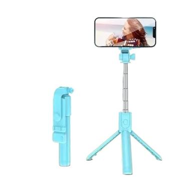 Imagem de Bastão Pau de Selfie Tripé Retrátil com Luz LED e Controle Bluetooth – Suporte Estável para Celular, Foto e Vídeo(Azul)