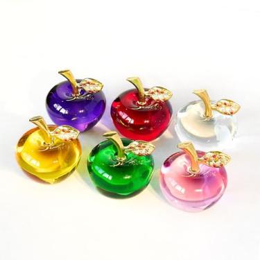 Imagem de QFkris 6-Piece Crystal Apple Figurine Set, Handcrafted Glass Fruit Ornaments Home Decor, Office Room Tabletop Display Collection Paperweight, Cute for Lover Women Girl Birthday