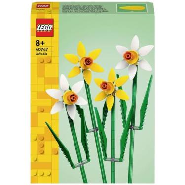 Imagem de LEGO Narcisos botânicos, flores artificiais, ramo floral amarelo e branco, decoração de Páscoa para quarto ou secretária, presentes de Páscoa para meninas de 8 anos e adolescentes 40747