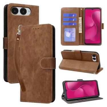 Imagem de NOUKAJU Capa para T-Mobile REVVL 8, capa protetora tipo carteira, antiqueda, absorção de choque, proteção abrangente, função de suporte, suporte ajustável, capa protetora para REVVL 8 (marrom)